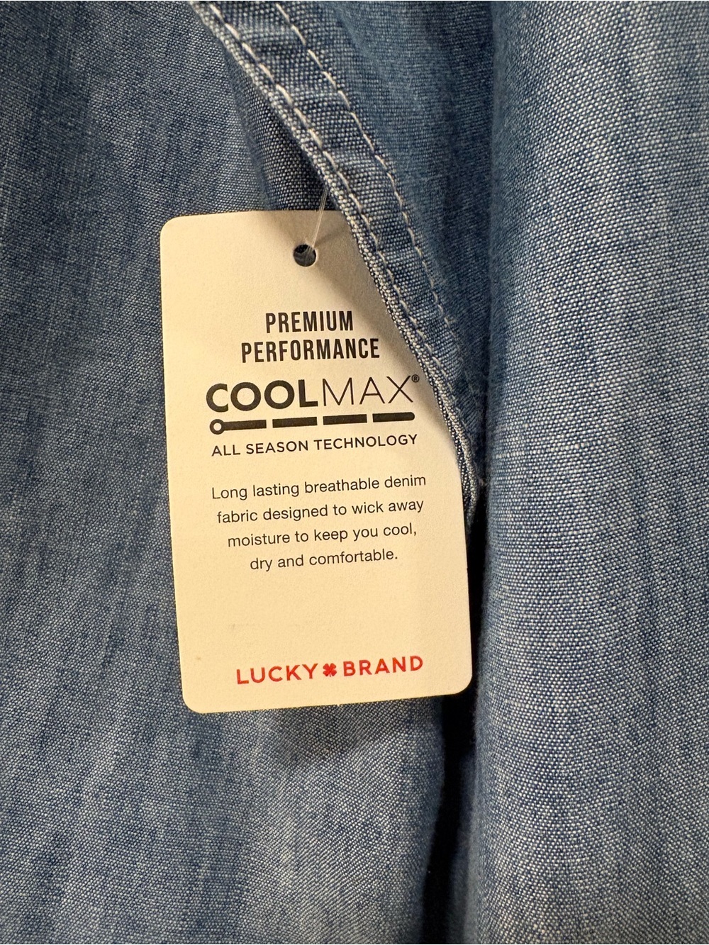 NWT Lucky Brand CoolMax Men's Light Blue Chambray Button-Down Shirt Size XXL - Picture 5 of 12